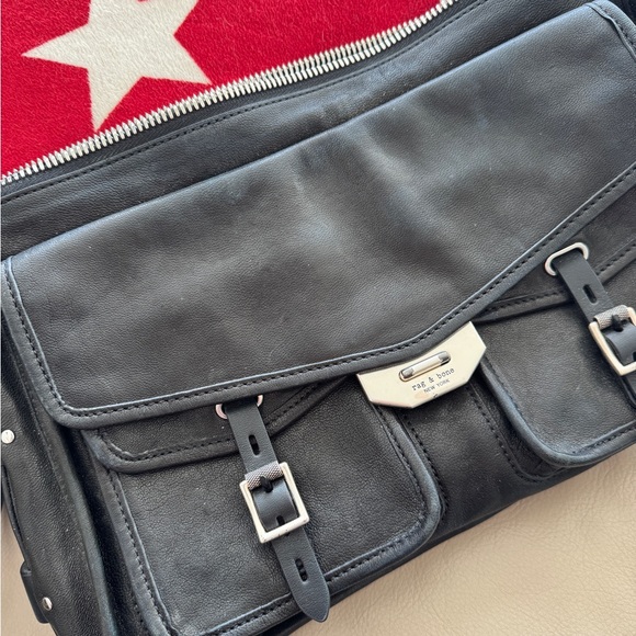 Rag & Bone Black Leather Messenger Bag - Picture 2 of 8